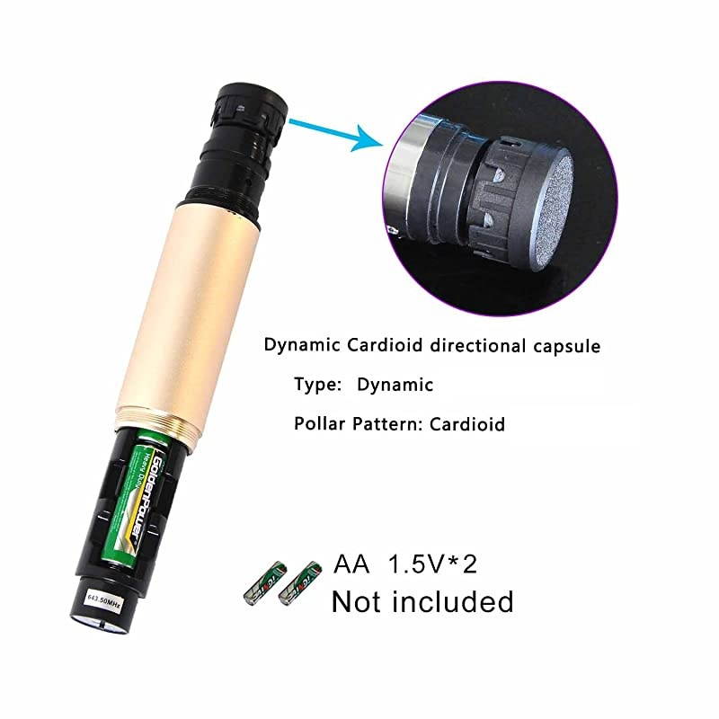 Wireless Microphone system  Dual Channel UHF Wireless Microphone Set with 2 Golden Handhelds Metal Receiver Ideal for Church Meeting Karaoke Wedding FBU10G1