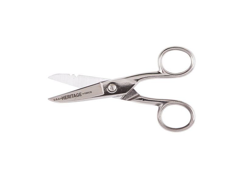 HERITAGE 100CS Serrated Electrician Scissors with Stripping
