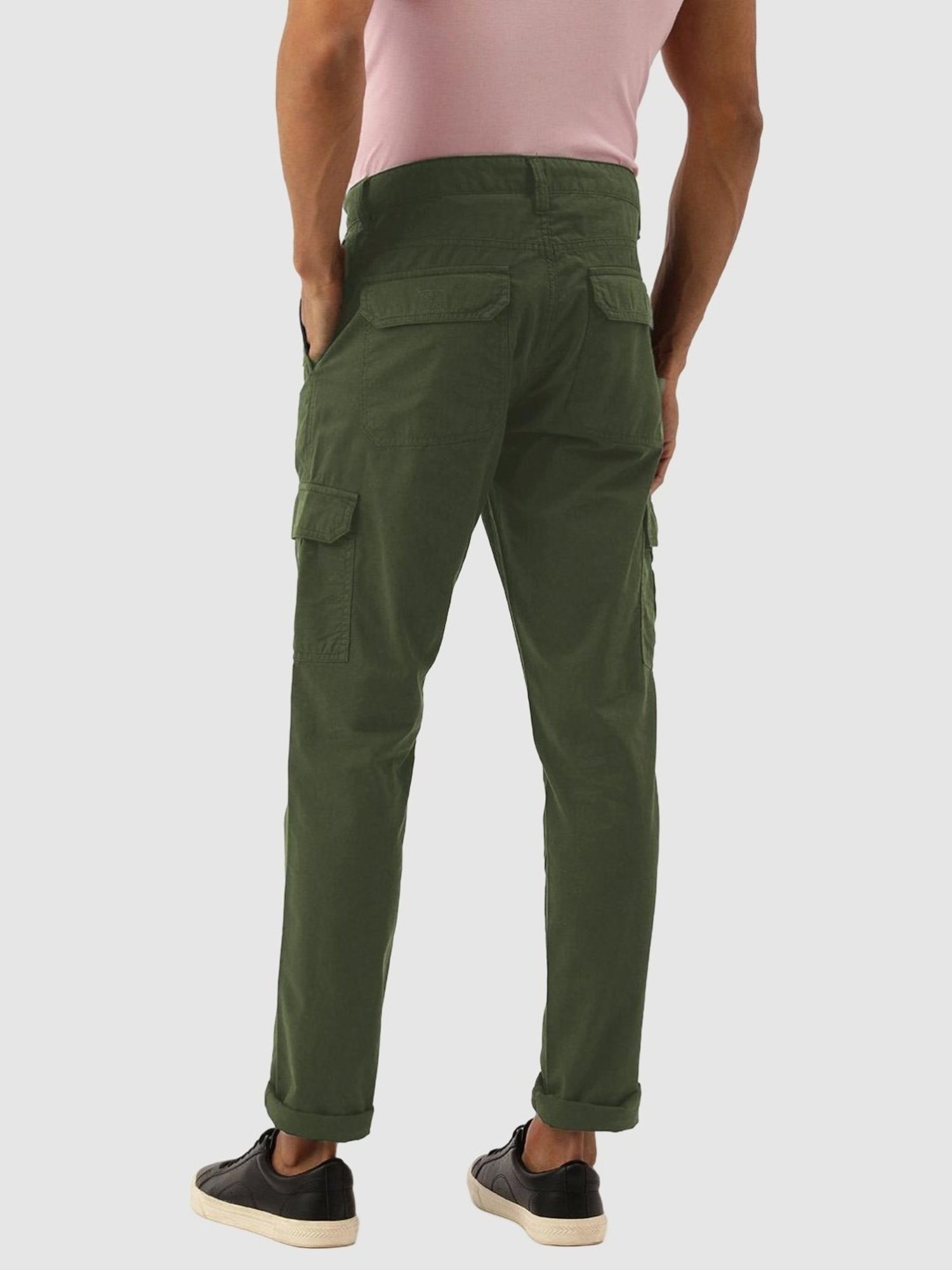 WES Casuals by Westside Olive Relaxed-Fit Mid-Rise Cotton Blend Joggers