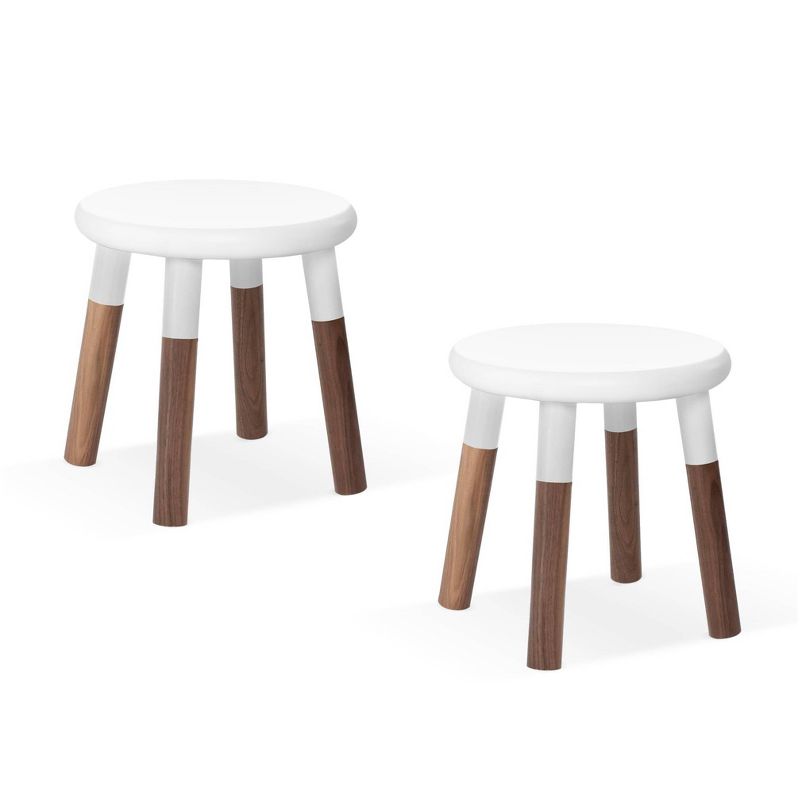 Set of 2 Peewee Wood Veneer Kids' Chairs Solid Walnut/White - Nico & Yeye