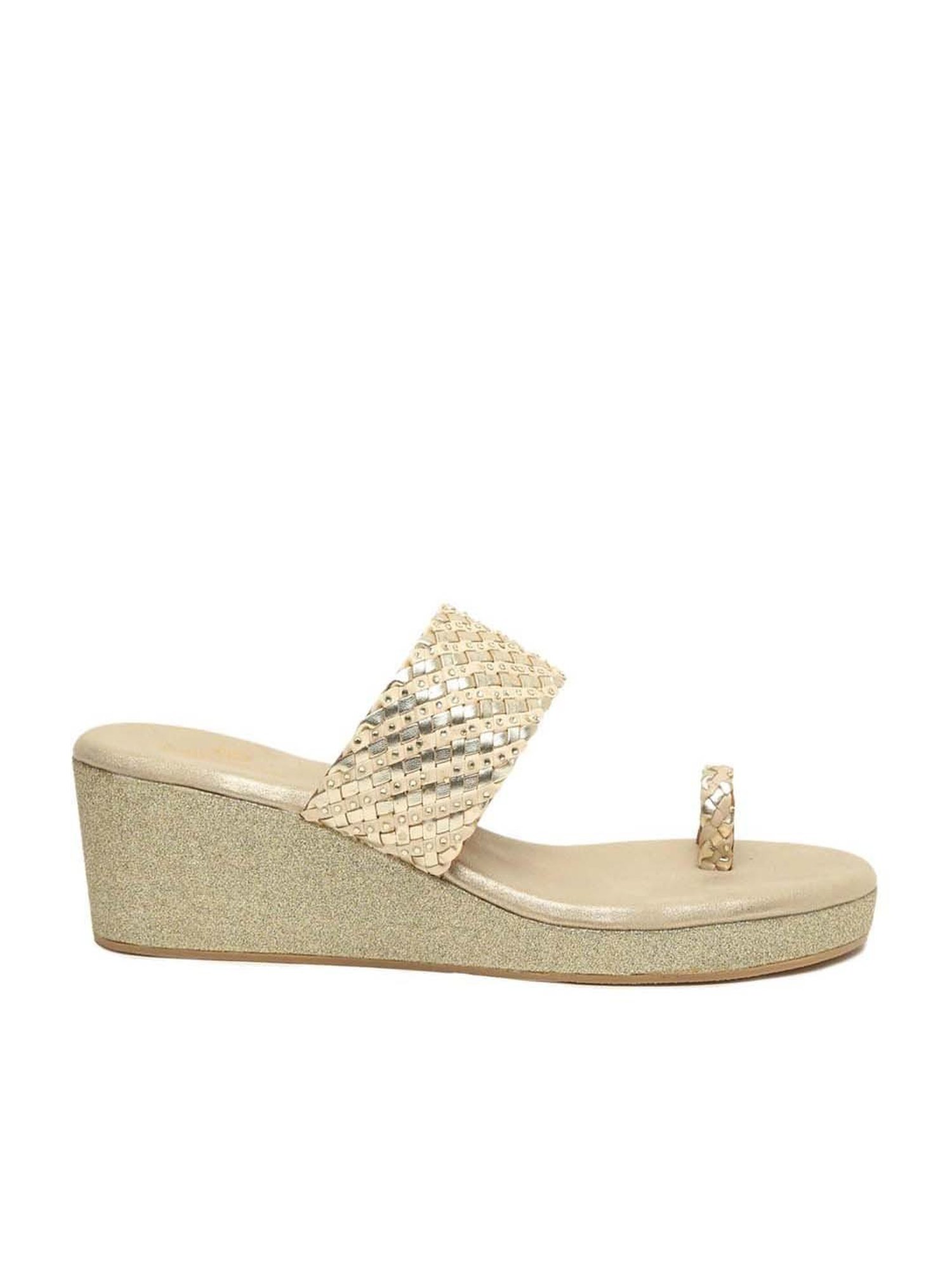 Pelle Albero Women's Golden Toe Ring Wedges