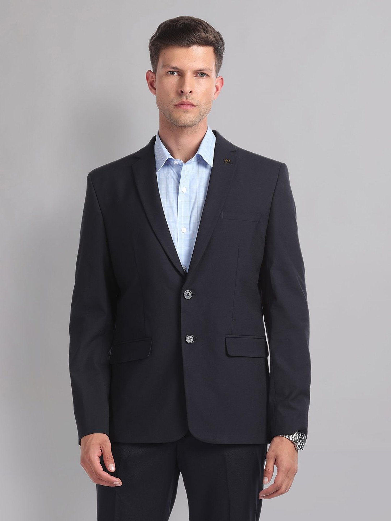 AD by Arvind Dark Navy Regular Fit Blazer