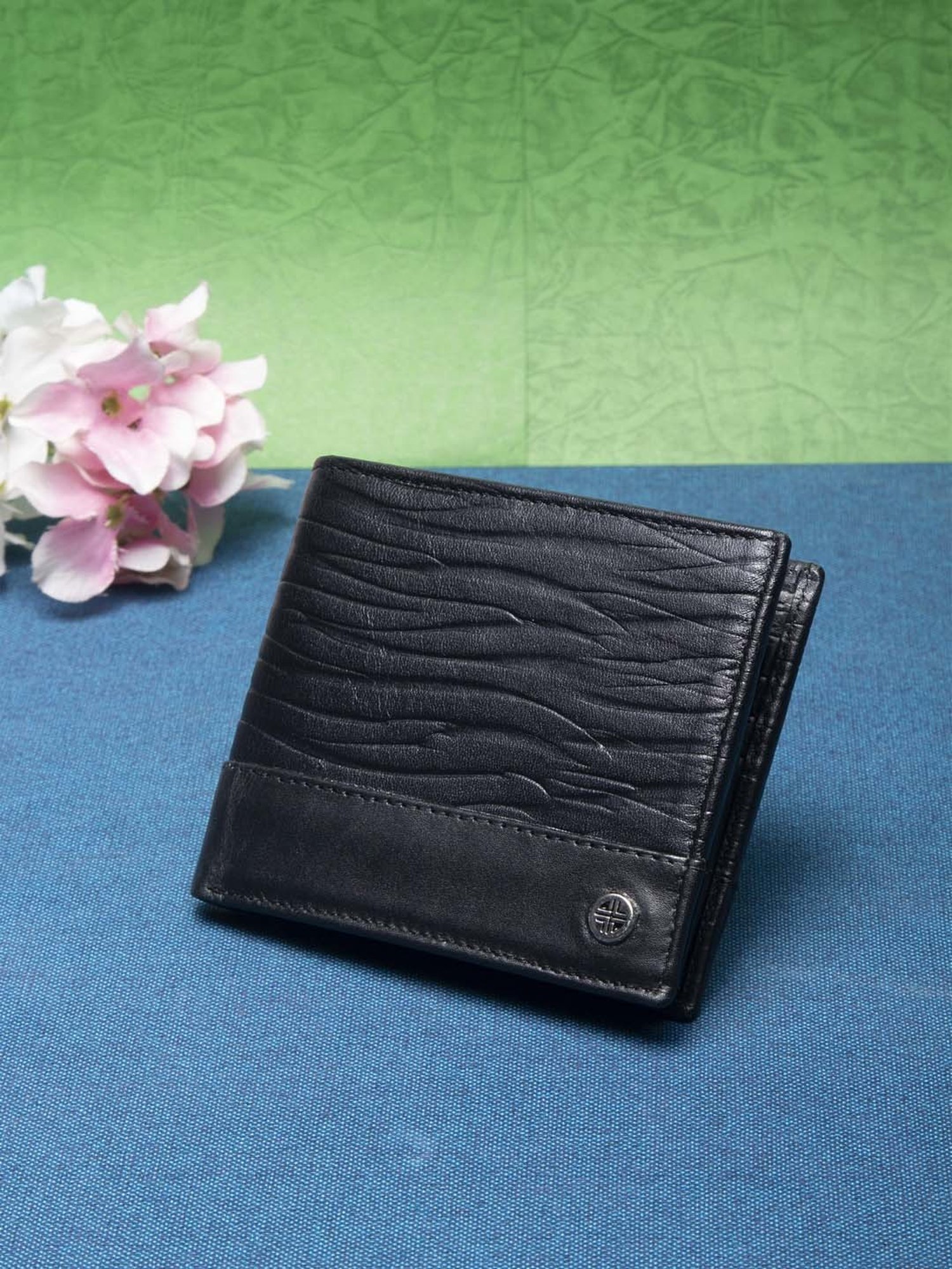 Carlton London Black Formal Leather Bi-Fold Wallet For Men