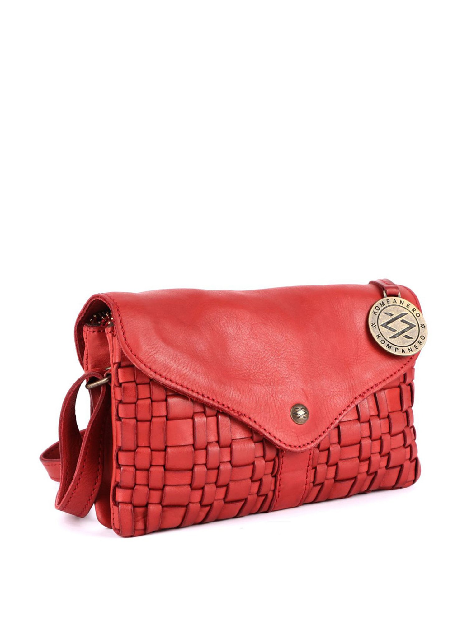 KOMPANERO Mia Red Leather Textured Sling Handbag