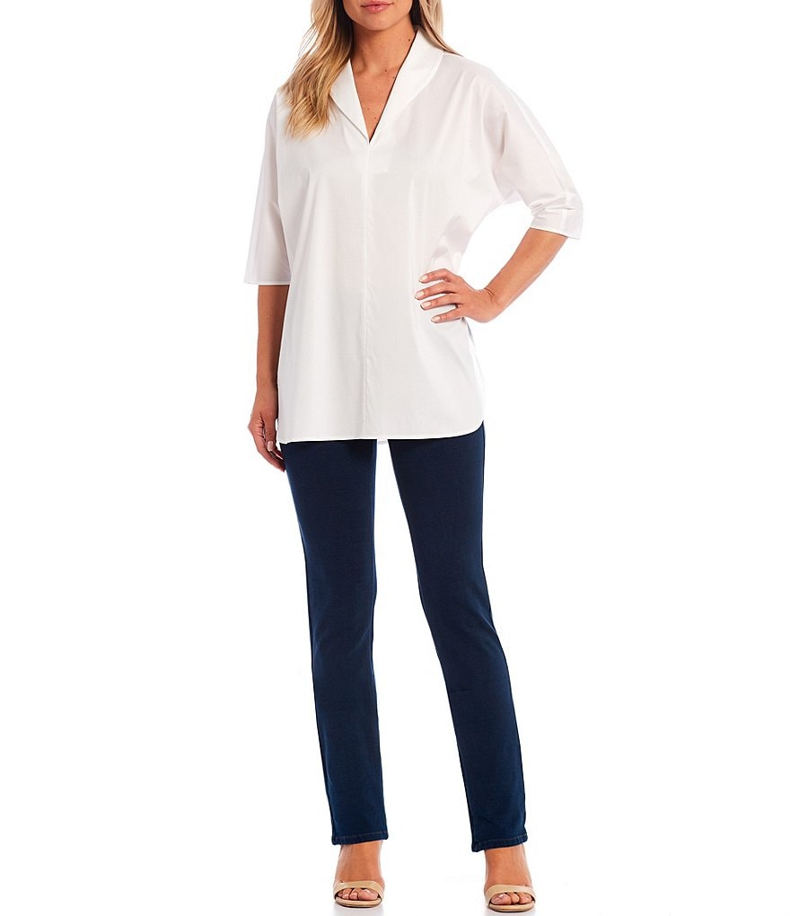 Ming Wang Straight Leg 5-Pocket Style Pull-On Jeans