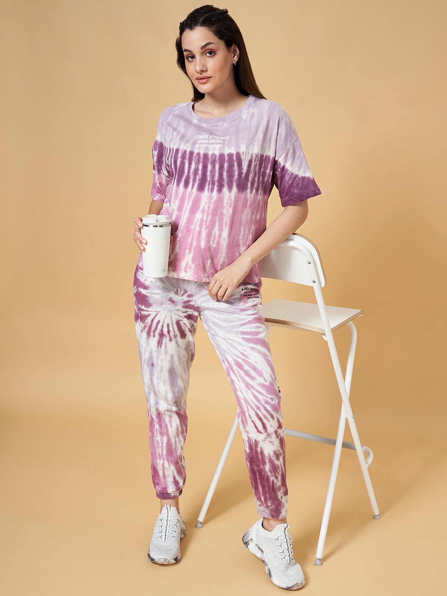 Ajile by Pantaloons Purple Cotton Tie & Dye Sports T-Shirt