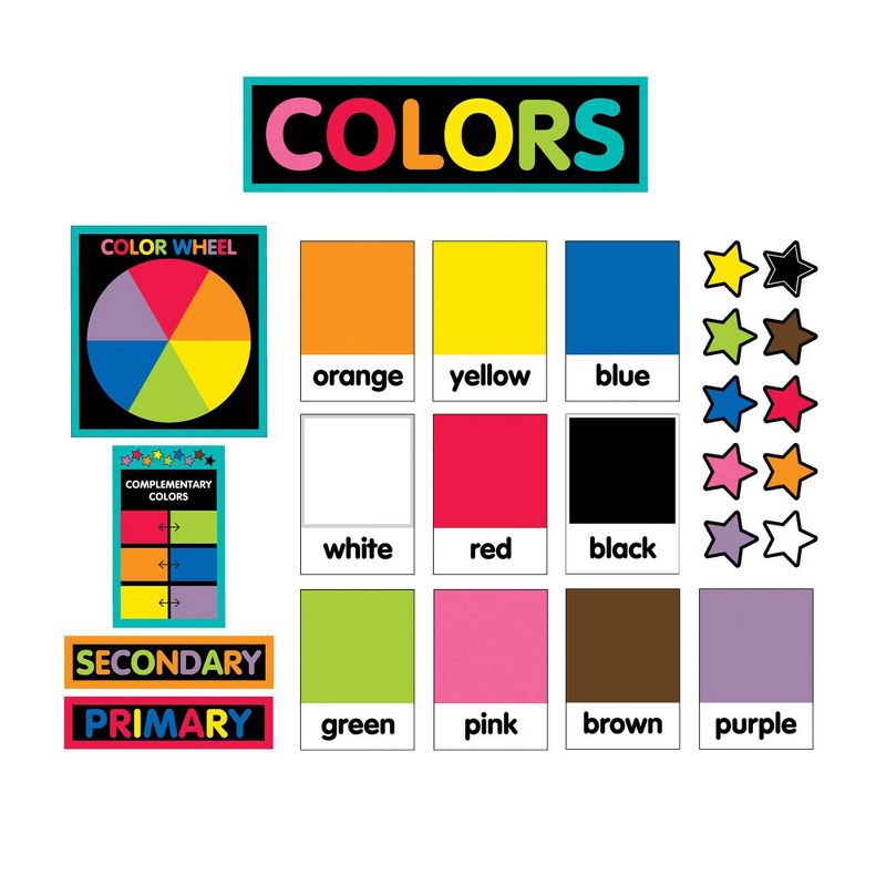 26pc Schoolgirl Style Just Teach Color Cards Mini Bulletin Board Set - Carson Dellosa
