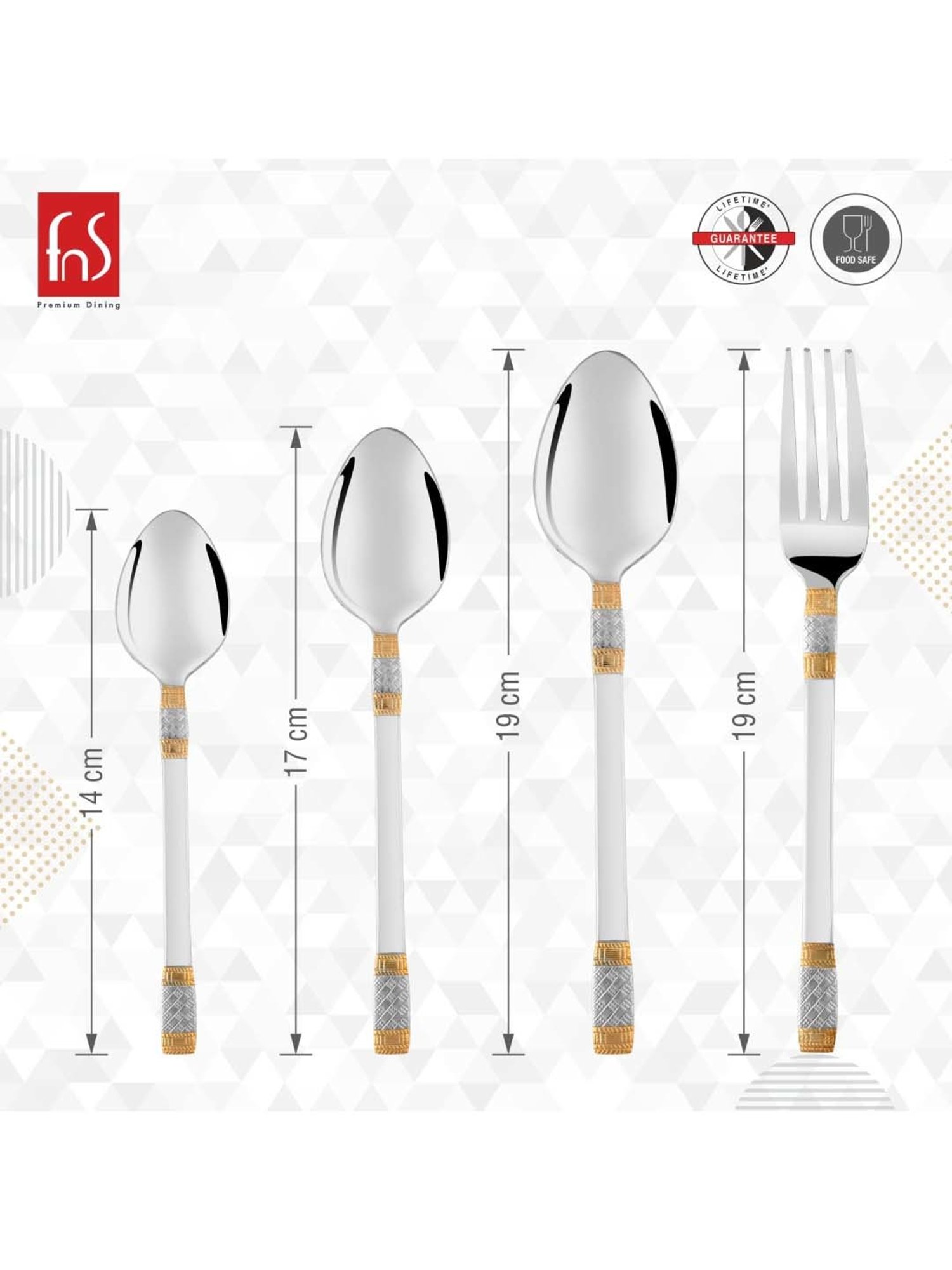 FnS Celebration Silver & Gold Stainless Steel Cutlery - Set of 24