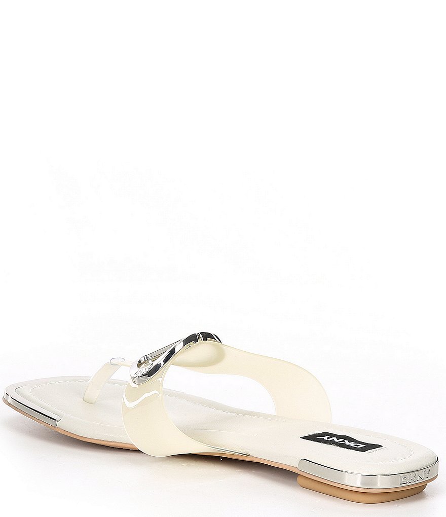 DKNY Halcott Opaque Vinyl Logo Flat Thong Sandals