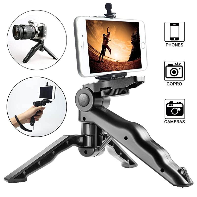 for iPhone Tripod with Bluetooth Remote. Mini Pistol Grip Tripod Stand Stabilizer for Selfies/Vlogging/Streaming/Photography