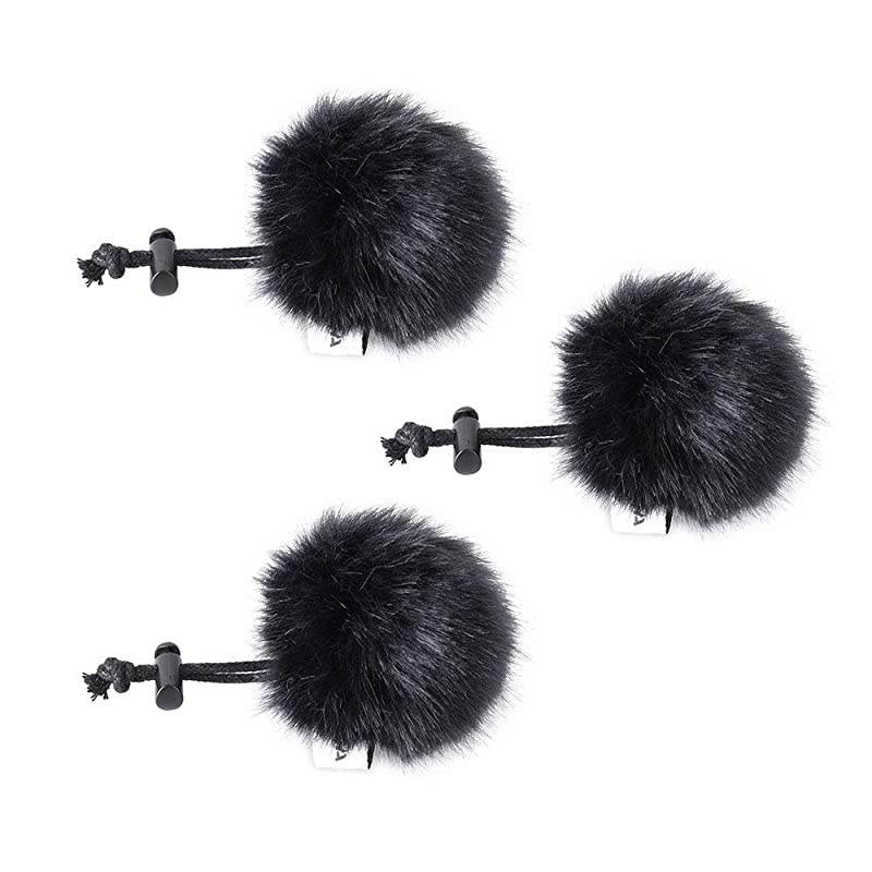 CVMMF1B Outdoor Furry Microphone Wind Muff for lavalier Lapel Microphone  AudioTechnica etc3 Pack Black