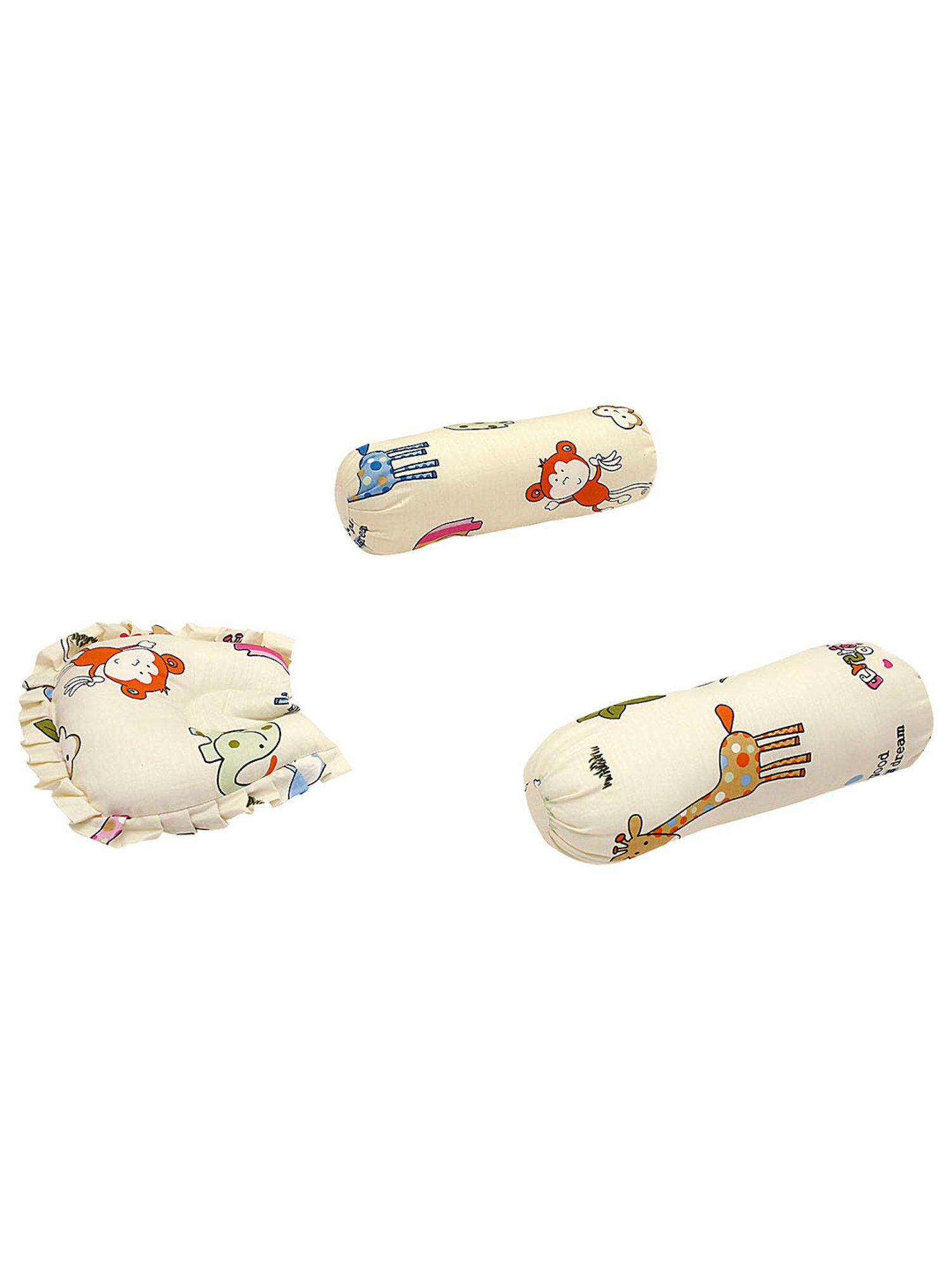 Baby Moo I Love Animals Cream Mattress Set with Neck Pillow and Bolsters