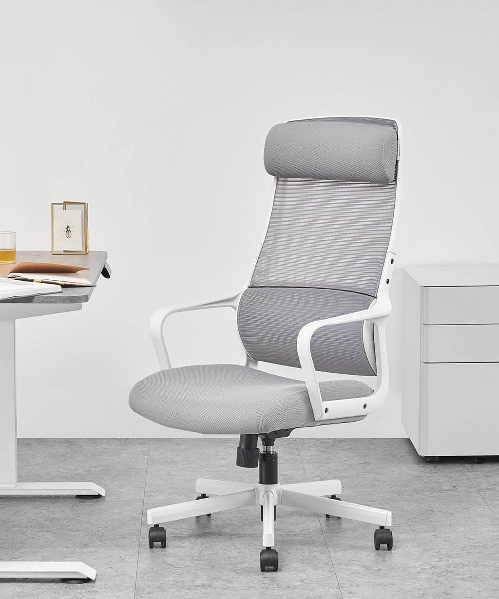 COLAMY High Back Office Chair Modern Home Swivel Computer Task Chair with Armrests Padded Headrest Ergonomic Mesh Desk Chair