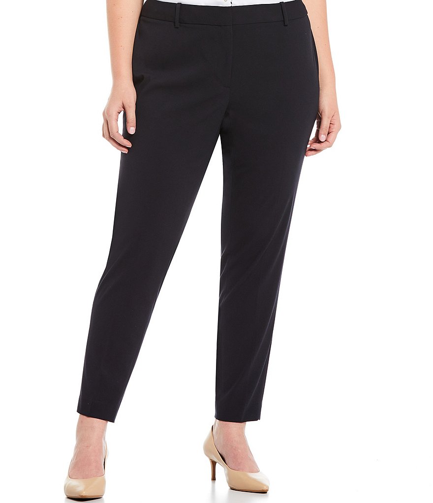 Kasper Plus Size Stretch Crepe Stand Combo Collar One Button Jacket