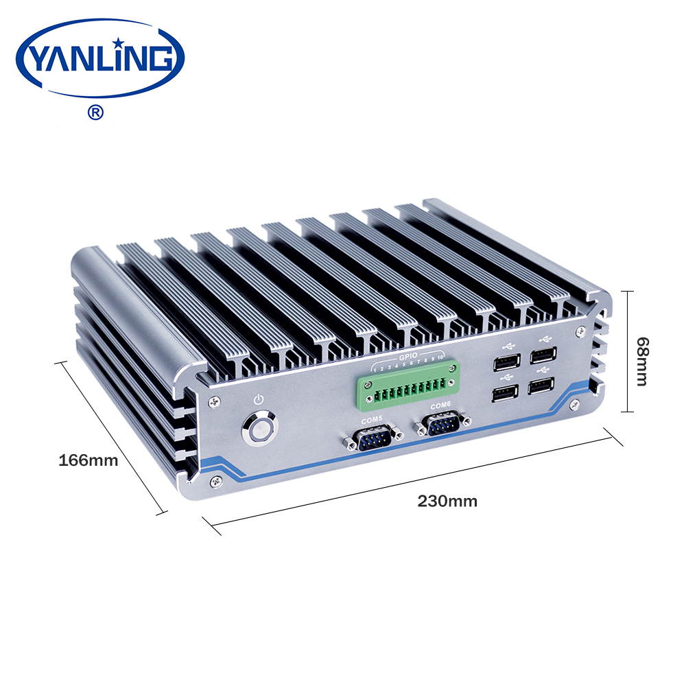 Fanless mini pc industrial computer Intel Core i5 6200U processor RS422 485 mini linux embedded pc for industrial 8GB Ram 128GB SSD