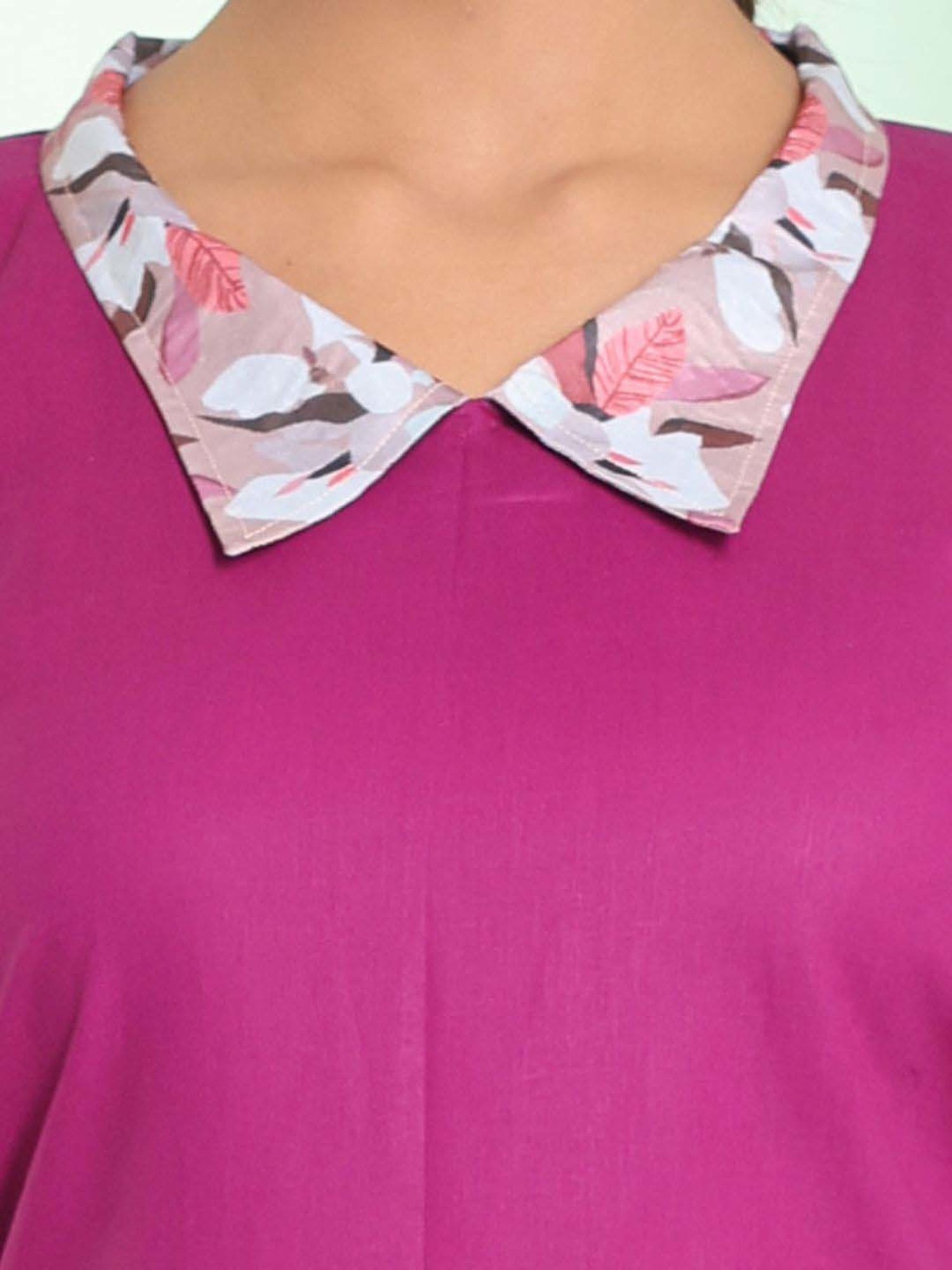 CHARUKRITI Purple Cotton Printed A-Line Dress