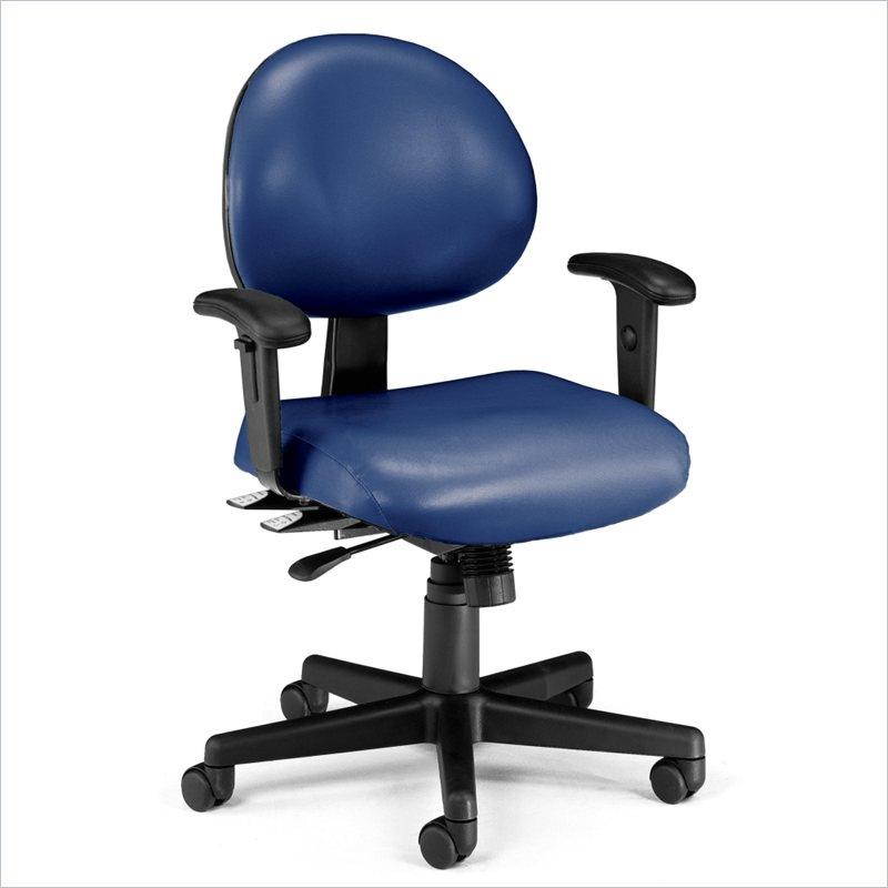 OFM 24 Hour Ergonomic Task Chair with Arms, Anti-Microbial/Anti-Bacterial Vinyl, in Navy (241-VAM-AA-605)