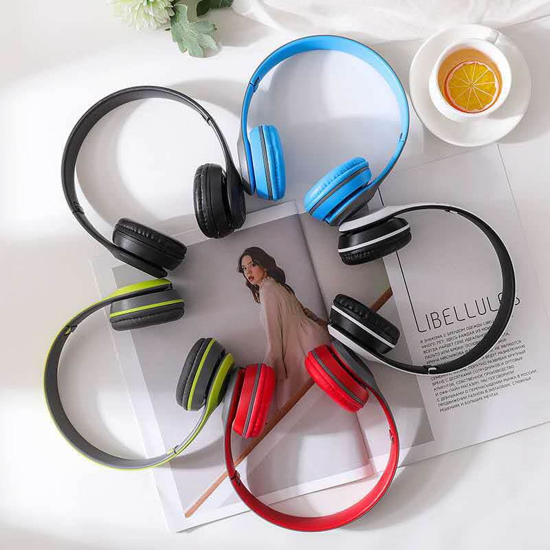 P47 Bluetooth Headphone with Microphone Wireless Headphones Support TF Card Gaming Headset Head Phone,white