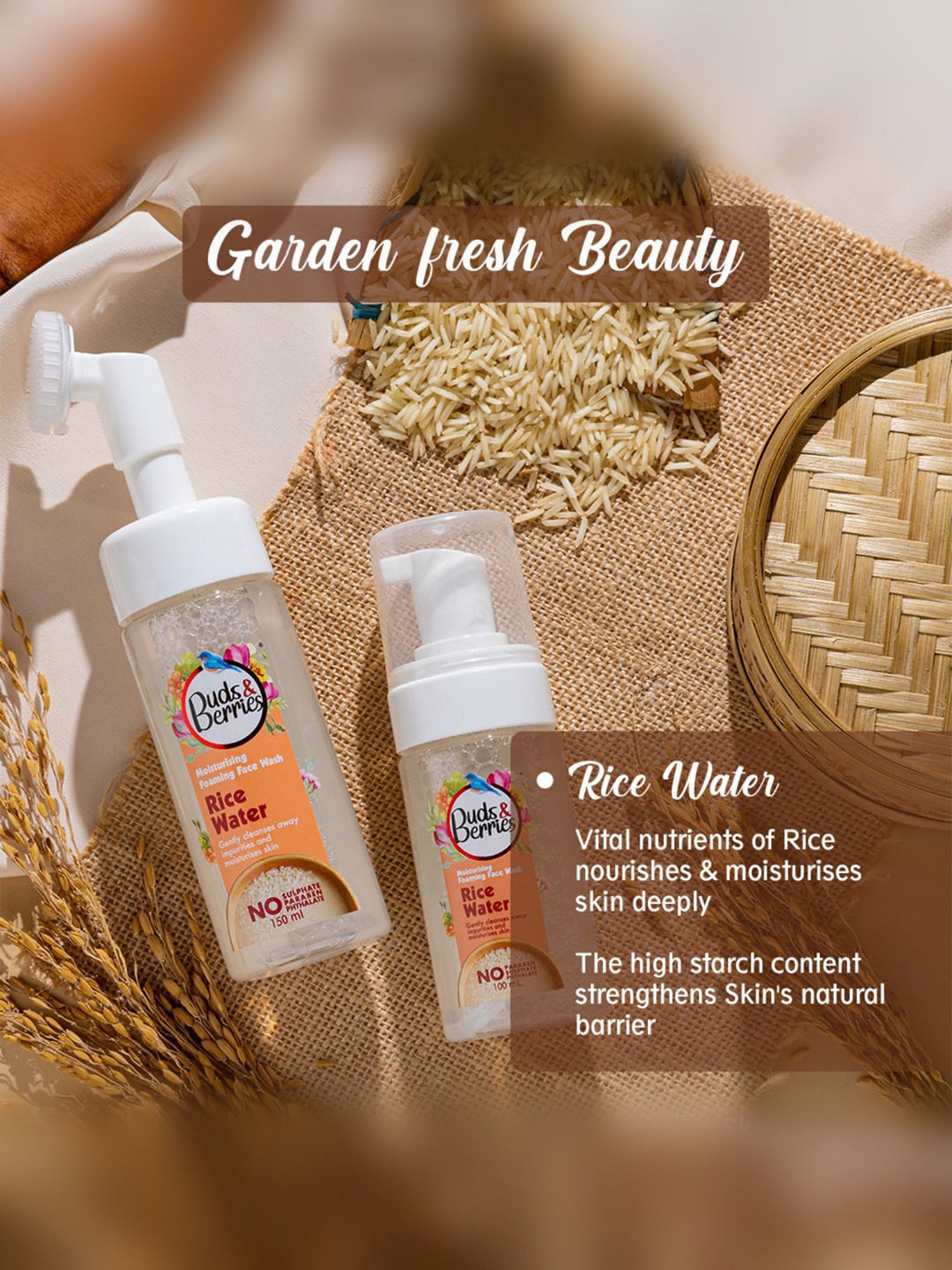 Buds & Berries Rice Water Moisturising Foaming Face Wash - 150 ml