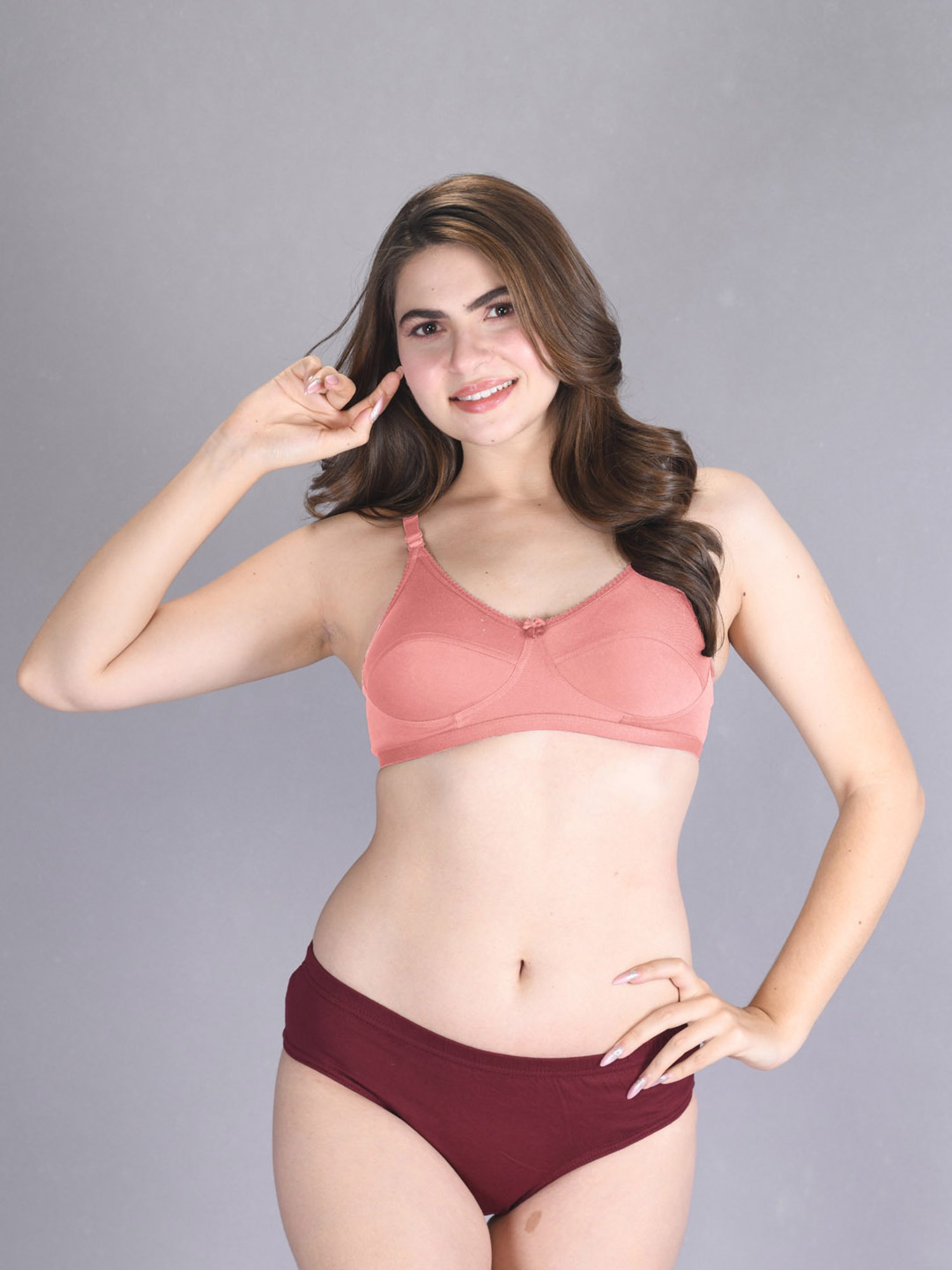 Lux Venus Peach Full Coverage Non-Wired Bra With Adjustable Strap - Pack of 2