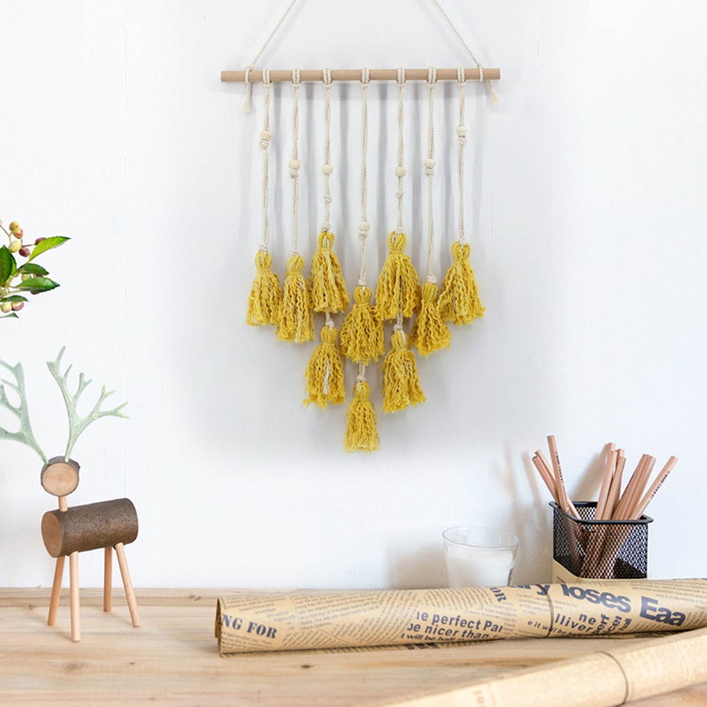 Handmade Tassel Dream Catcher Wall Hanging Catcher Ornament Craft Indoor Home Hanging Decor (Yellow 62 x 45cm)