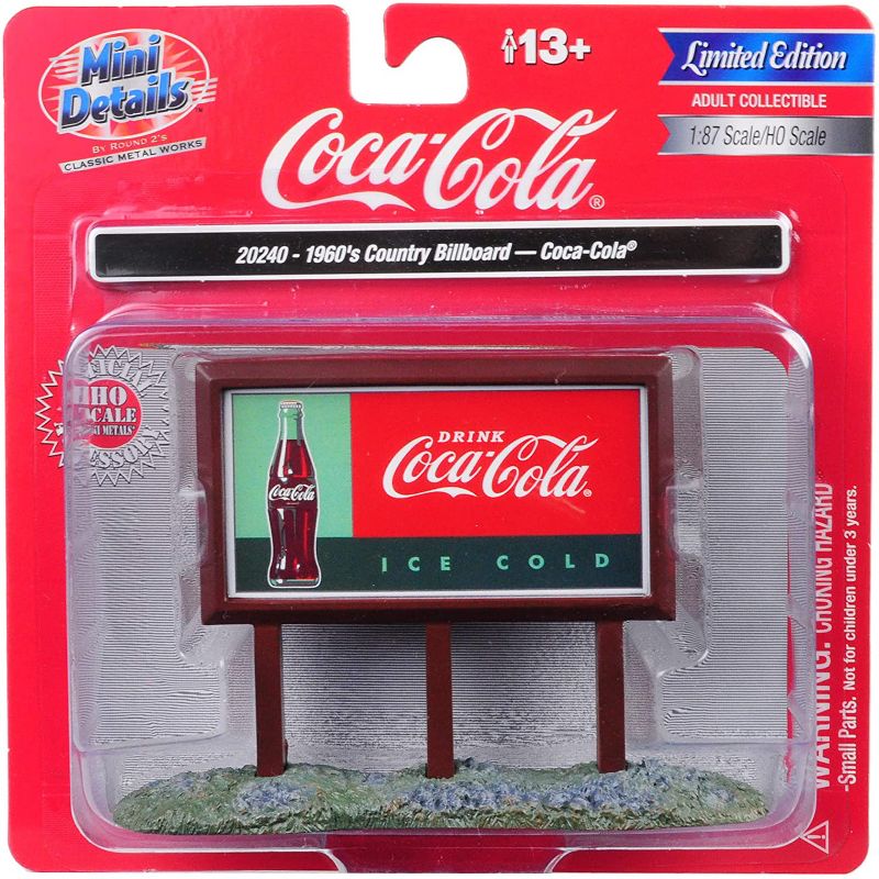 1960's Country Billboard "Coca-Cola" for 1/87 (HO) Scale Models by Classic Metal Works