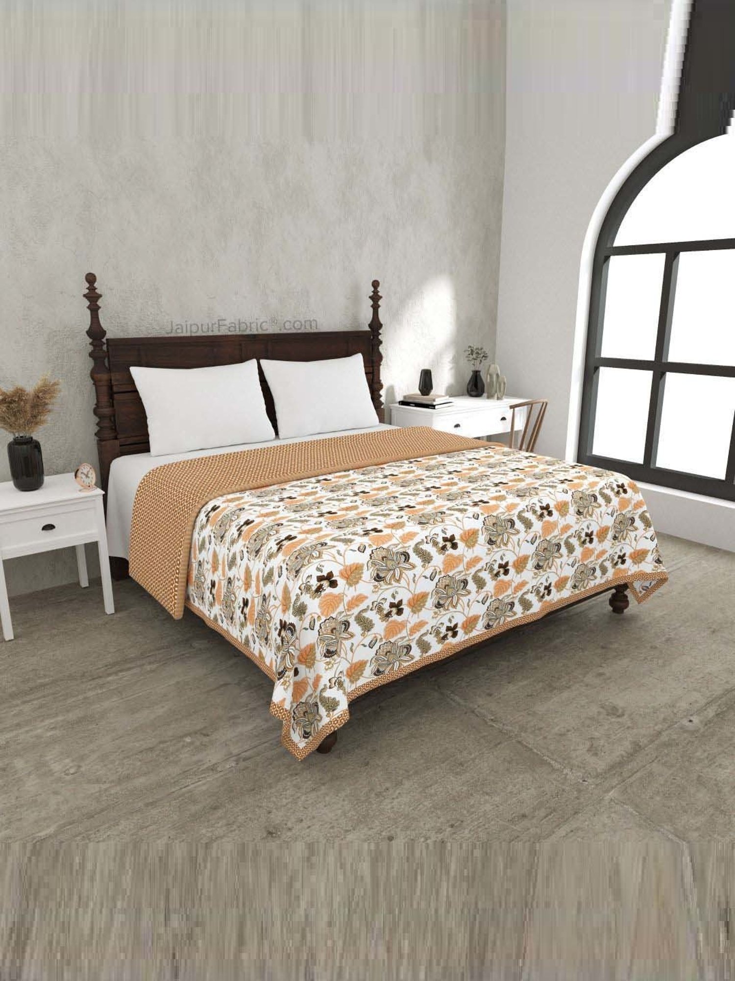 JaipurFabric Orange Mulmul Cotton 150 GSM Reversible Ac Dohar