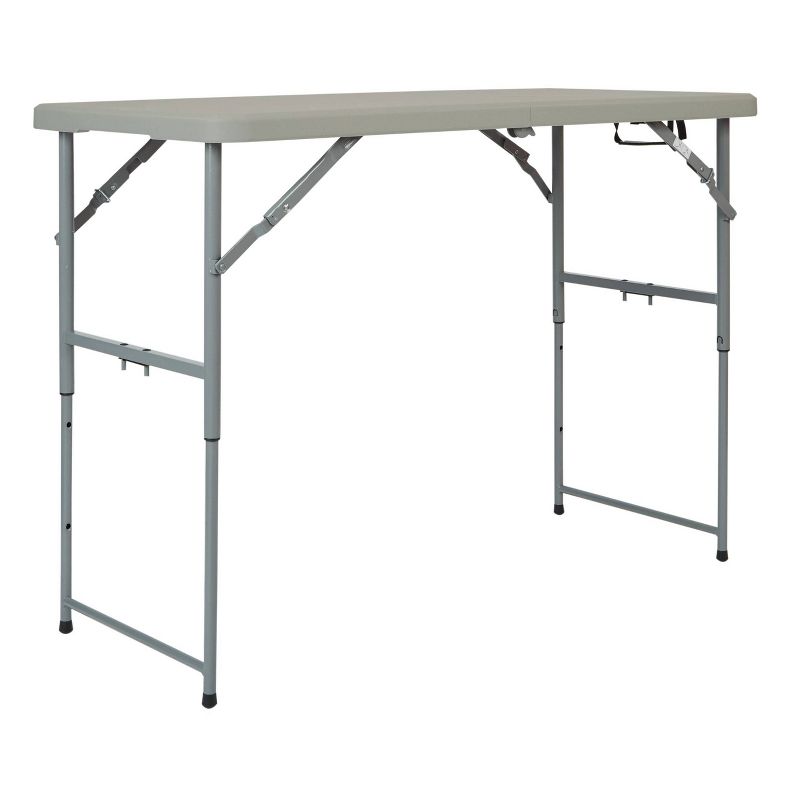 4" Long Height Adjustable Fold in Half Resin Multi Purpose Table Gray - OSP Home Furnishings