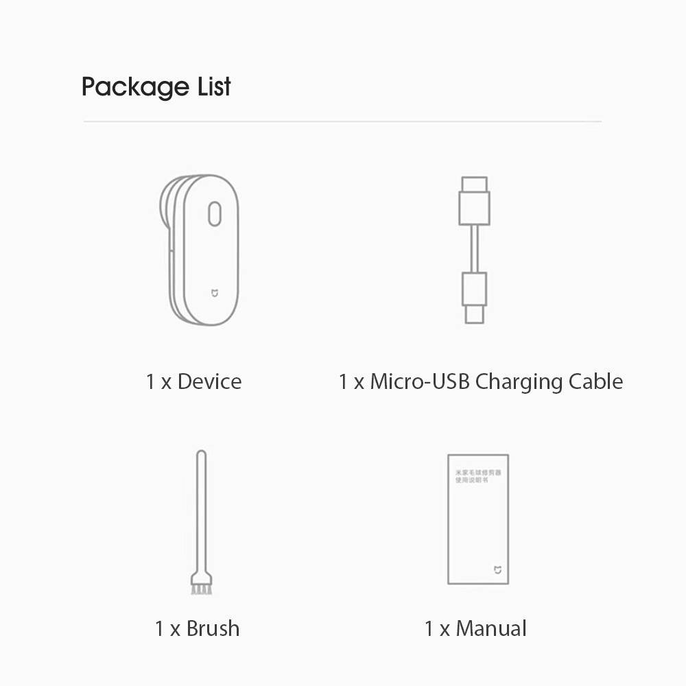 Xiaomi Mijia Lint Remover USB Charging 90min Endurance 0.35mm Knife Small Brush Cloth Protection Low Noise Cut Machine Fabrics Fuzz Shaver for Sweaters Curtains Carpets Clothing Lint Pellets