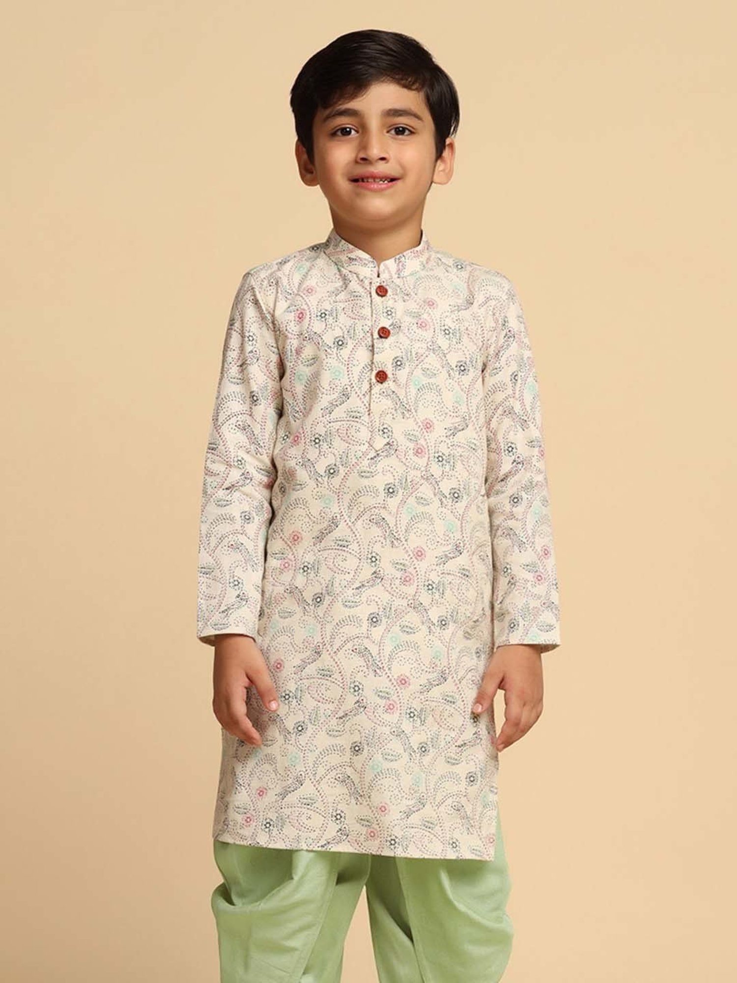 KISAH Kids Multicolor Cotton Printed Full Sleeves Kurta