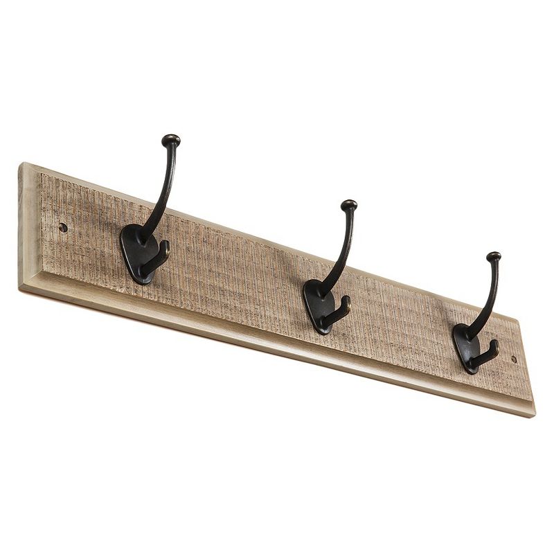 Sumner Street Home Hardware 3 Hook Rustic Wall Coat Rack White/Brass