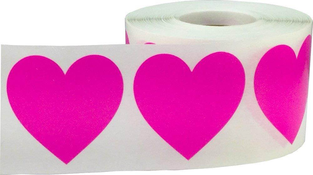 Hot Pink Heart Stickers For Valentine's Day Crafting Scrapbooking 1 1/2 Inch 500 Adhesive Stickers