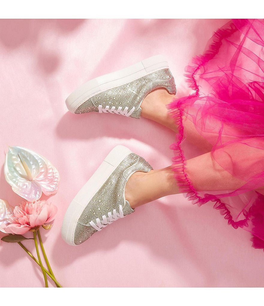 Blue by Betsey Johnson Sidny Rhinestone Embellished Platform Lace-Up Sneakers