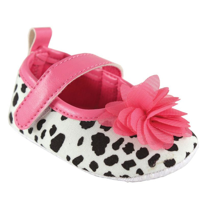 Luvable Friends Baby Girl Crib Shoes, White With Black Spots, 0-6 Months