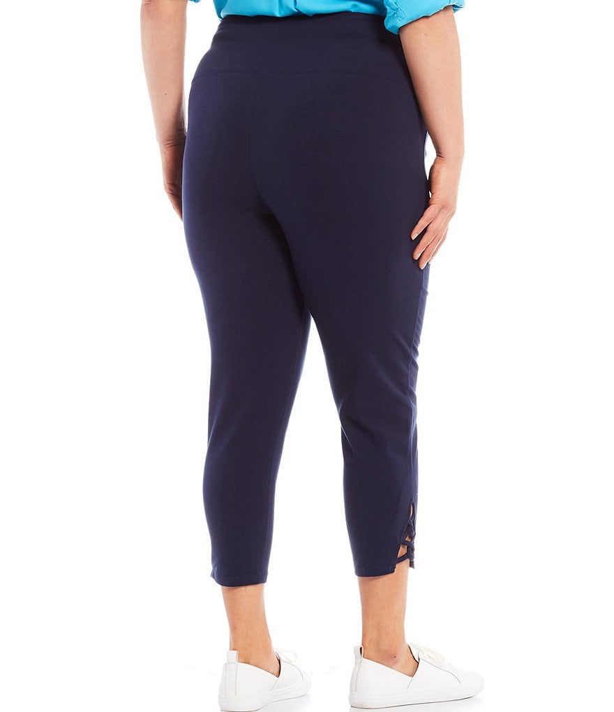 Intro Plus Size Solid Double Knit Tummy Control Leggings