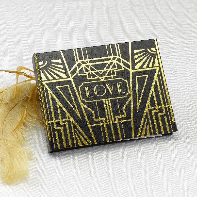 Love Art Deco Wedding Guest Book - Black/Gold