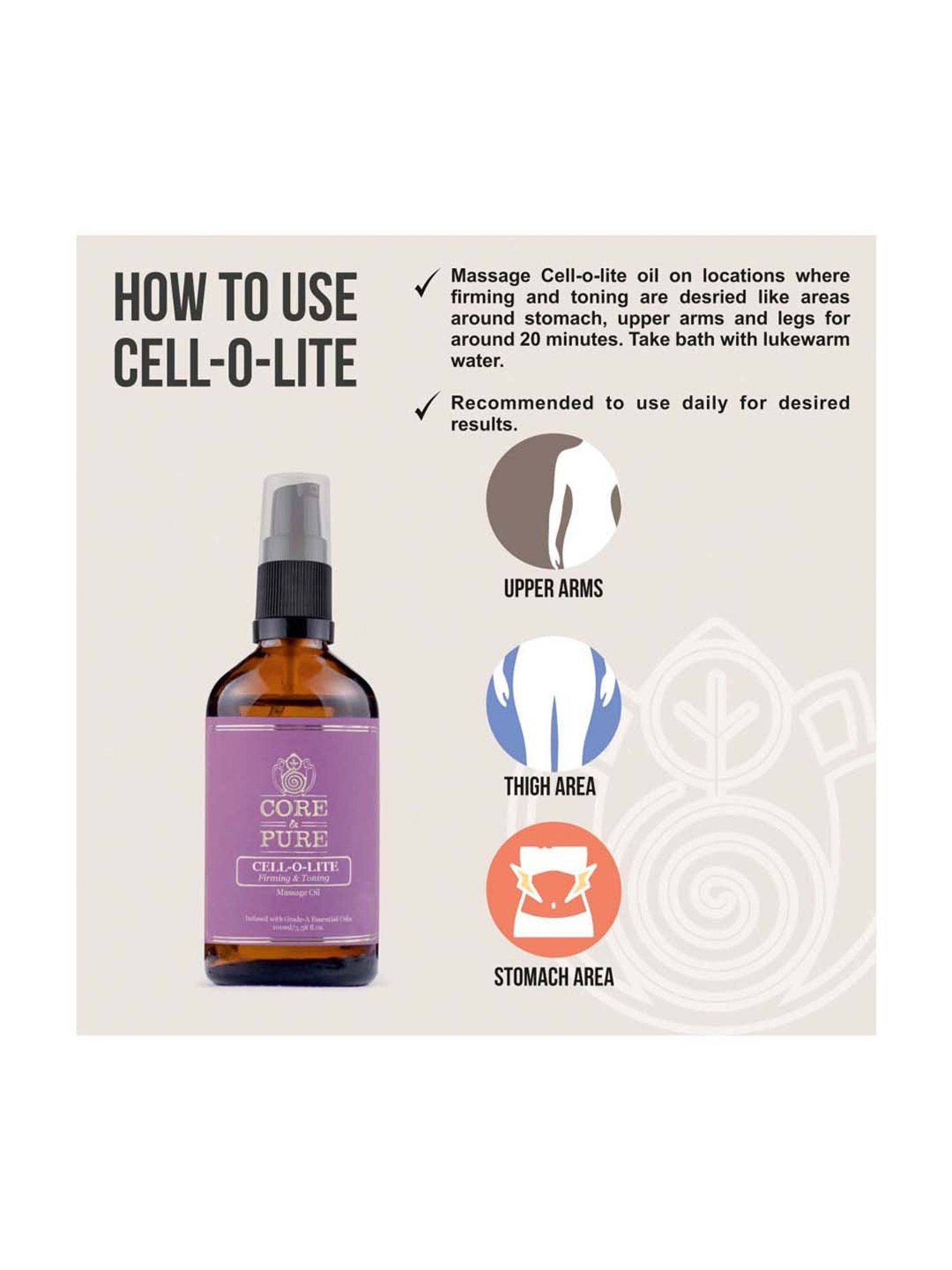 CORE & PURE Cell-O-Lite Massage Oil - 100 ml