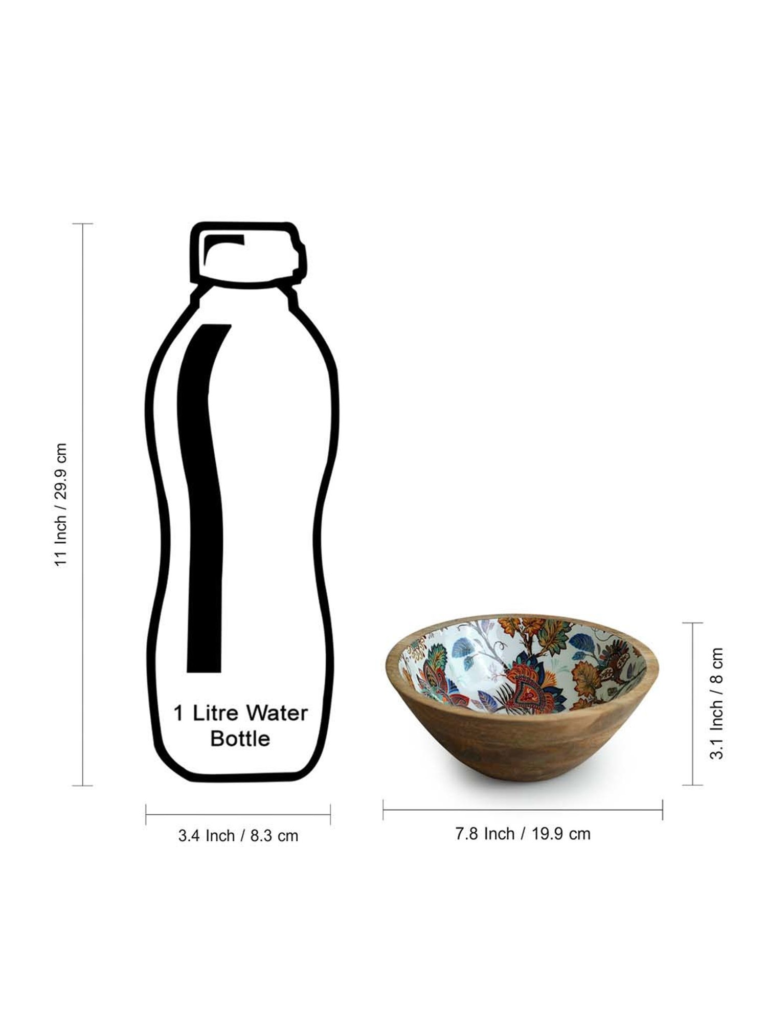 ExclusiveLane Multicolor Mango Wood Floral Chronicles' Handenamelled Serving Salad Bowl