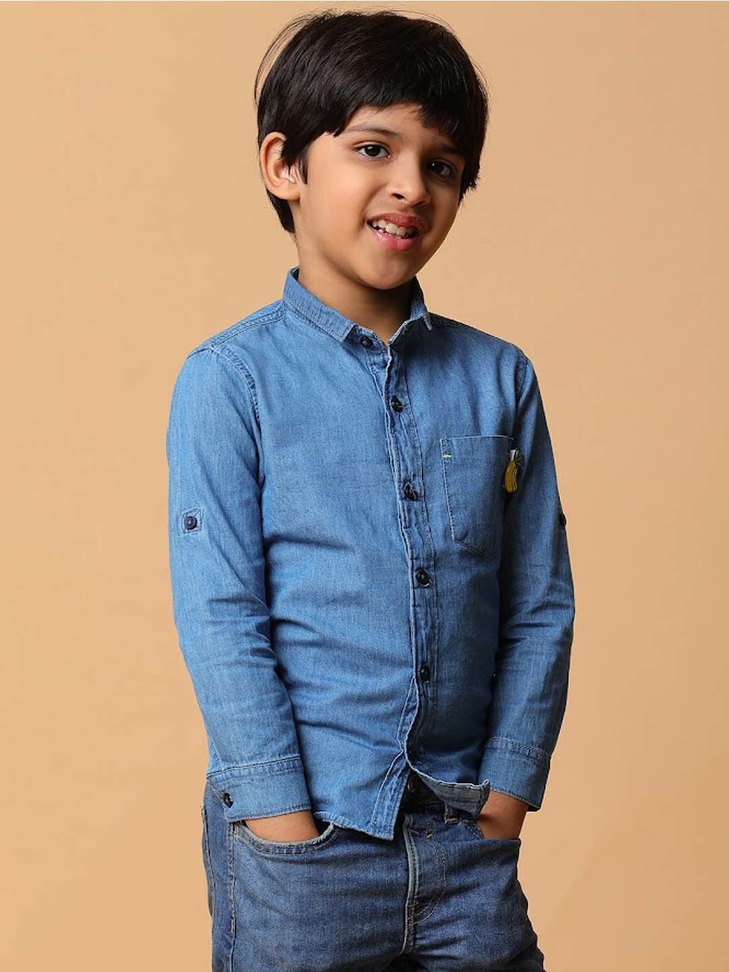 Tales & Stories Kids Blue Cotton Regular Fit Full Sleeves Shirt
