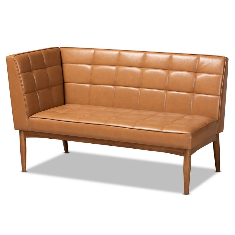 3pc Sanford Tan Wood Dining Nook Set Walnut Brown - Baxton Studio