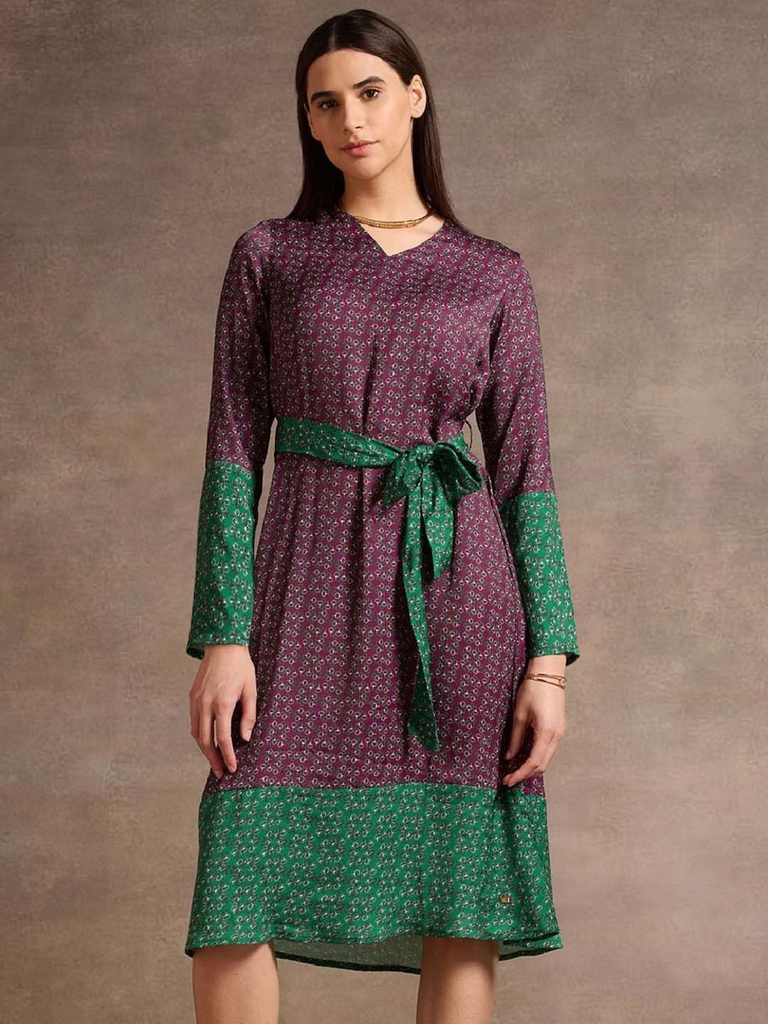U.S. Polo Assn. Purple Printed A-Line Dress