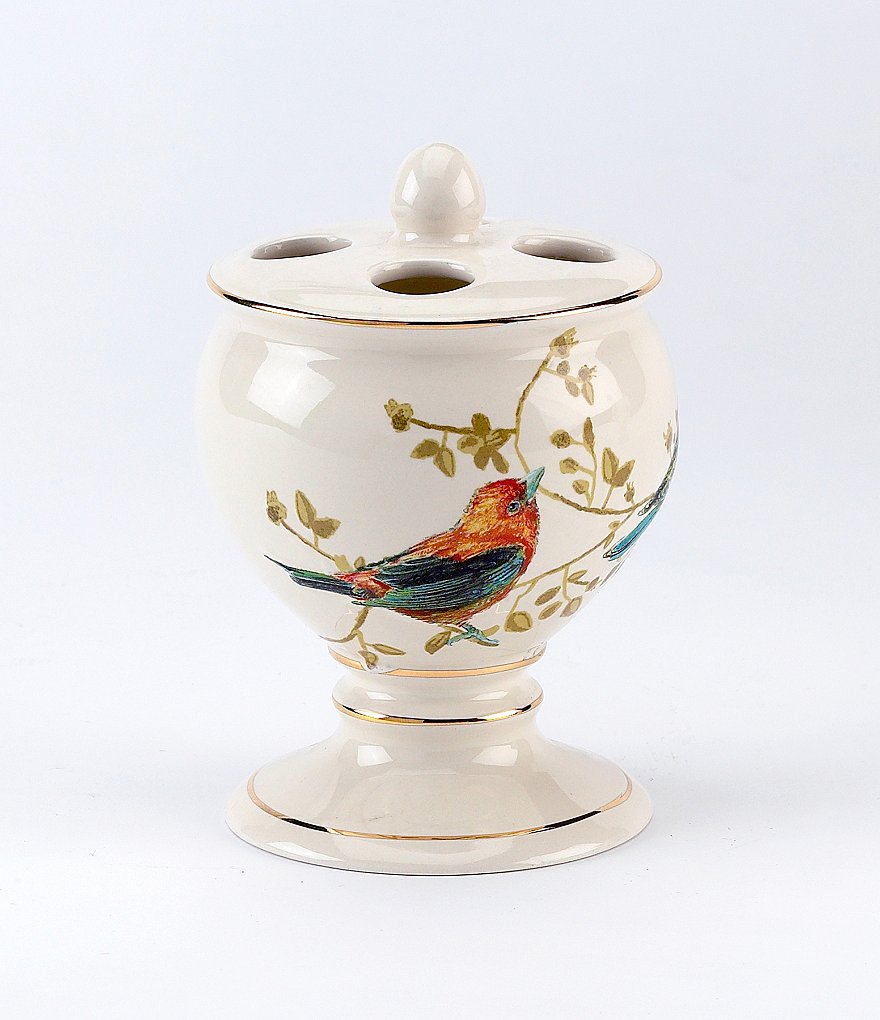Avanti Linens Gilded Birds Ceramic Toothbrush Holder