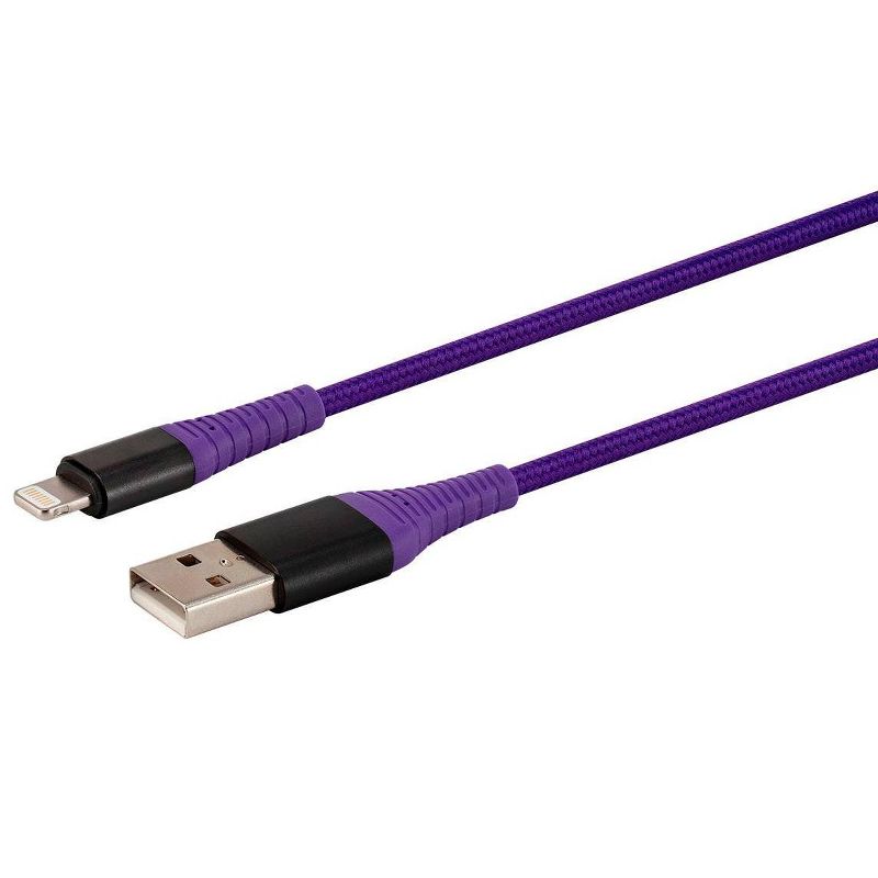 Monoprice Apple MFi Certified Lightning to USB Type-A Charge and Sync Cable - 1.5ft, Purple, Kevlar-Reinforced Nylon-Braid, Durable - AtlasFlex Series