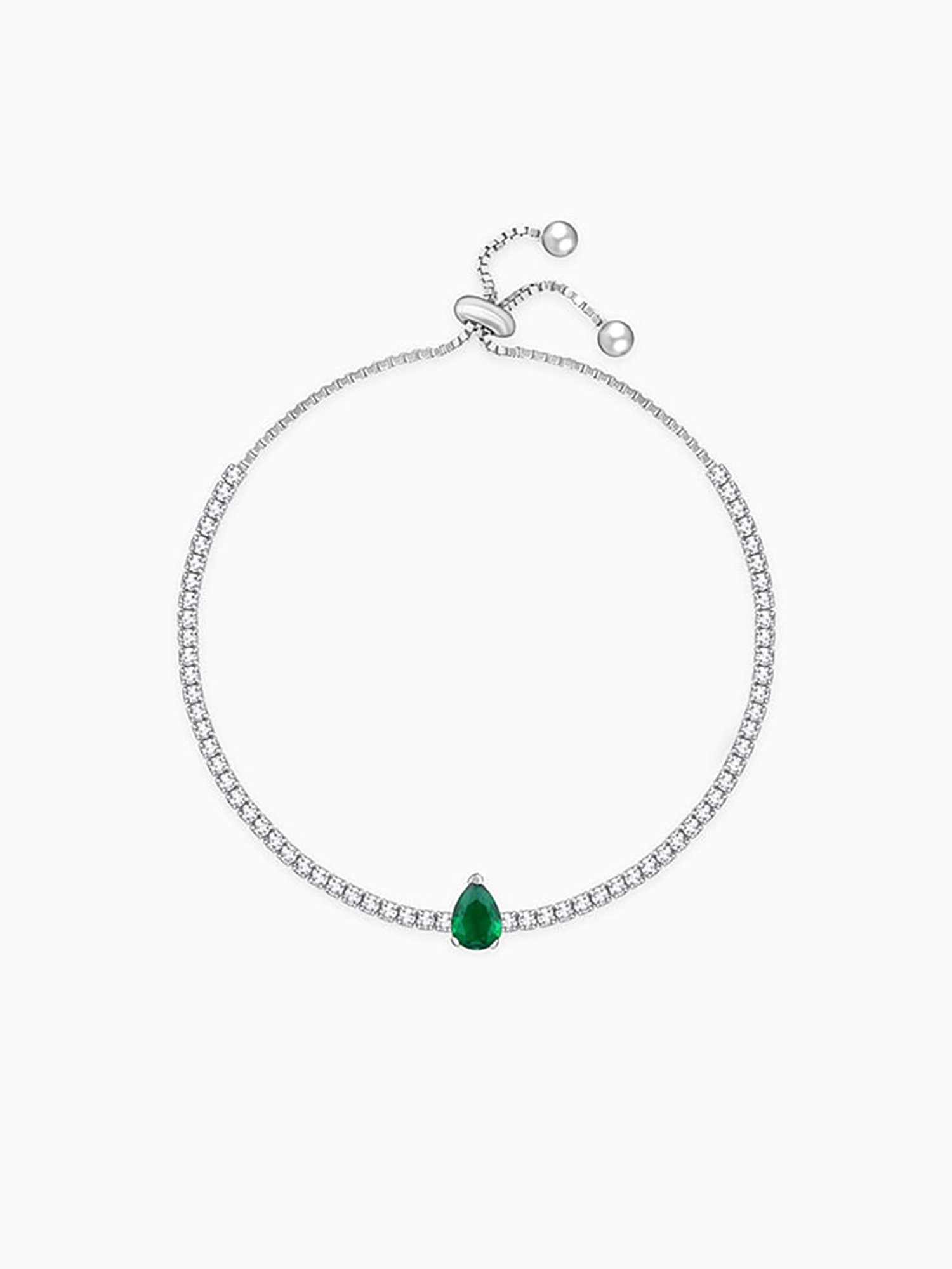 GIVA 92.5 Sterling Silver Joy of Green Adjustable Bracelet