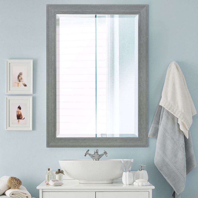 29.5" x 41.5" Textured Woodgrain Mirror Gray - Head West