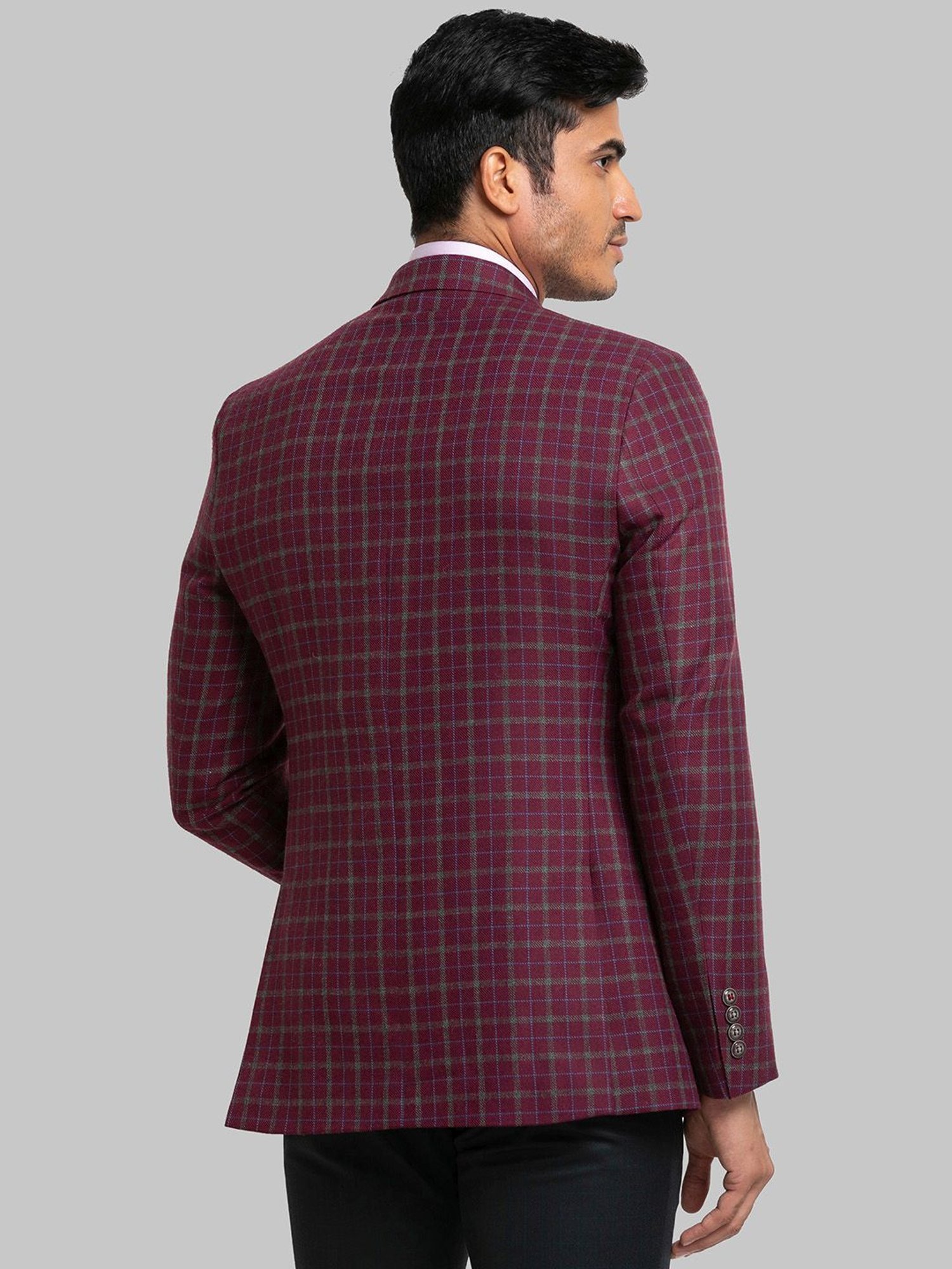 Raymond Maroon Regular Fit Checks Blazer