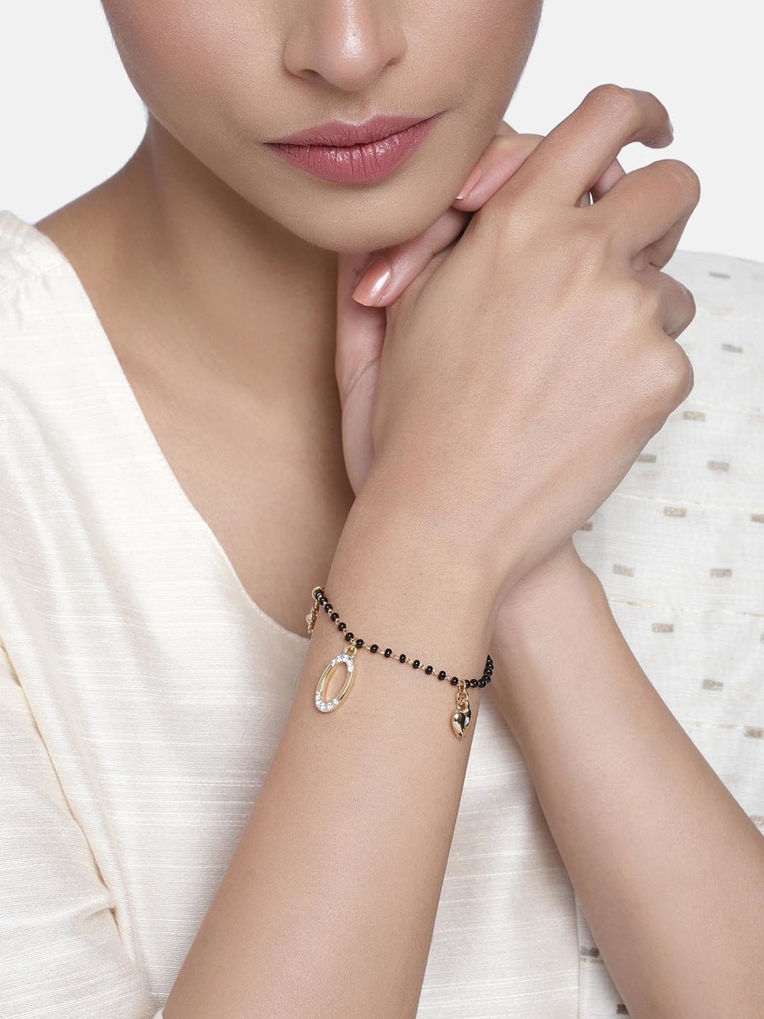 Estele Gold-Plated Charms Mangalsutra Bracelet for Women