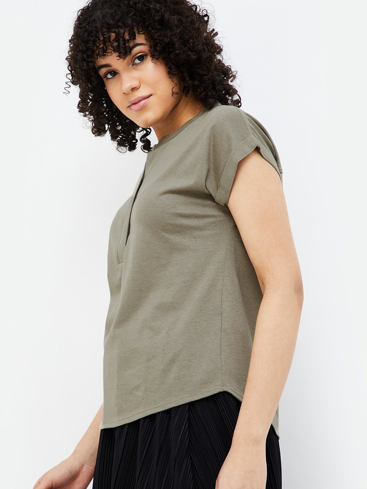 Fame Forever by Lifestyle Sage Green Regular Fit Top