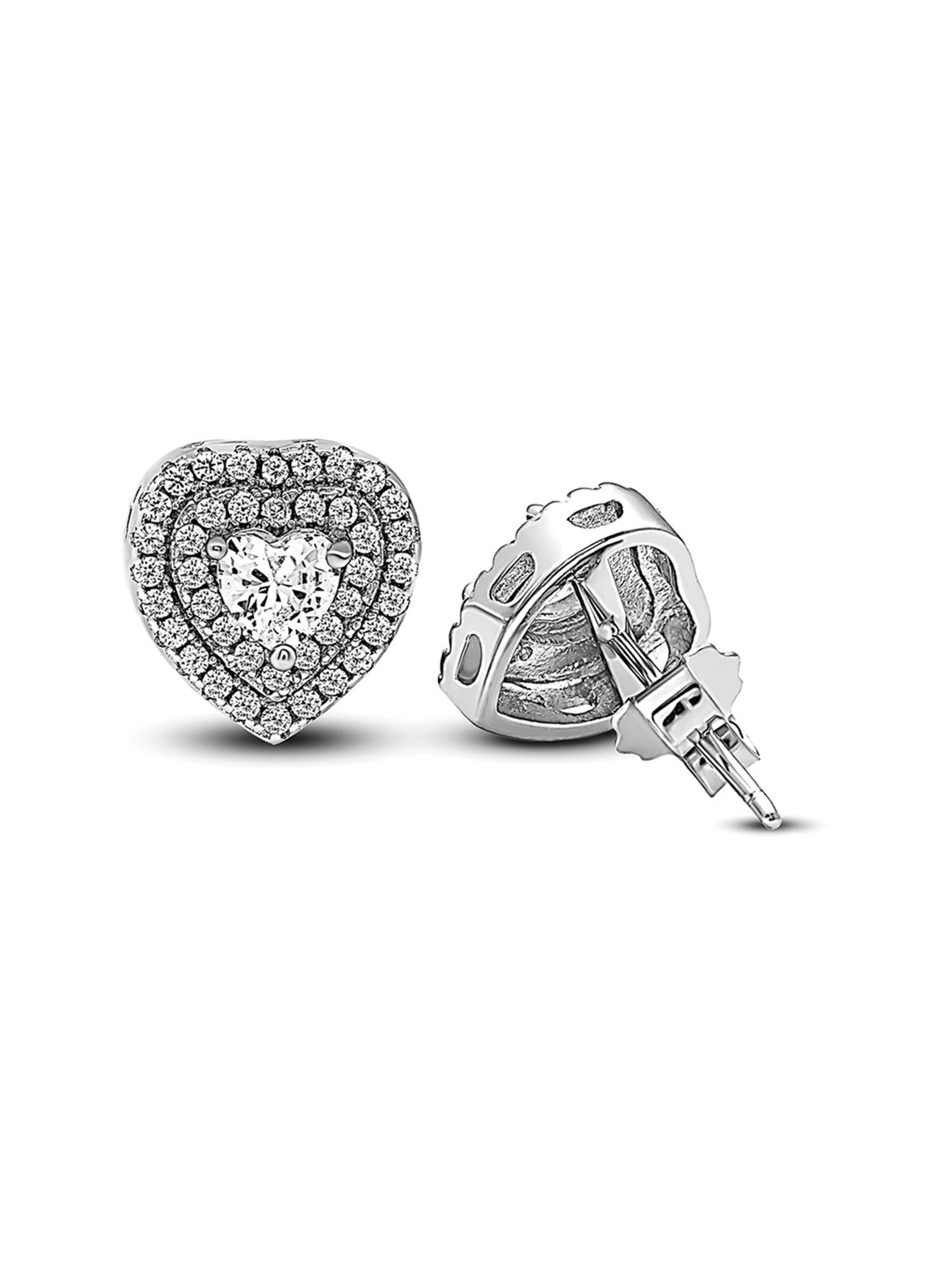 Silberry 92.5 Sterling Silver Glass Hearts Earrings for Women