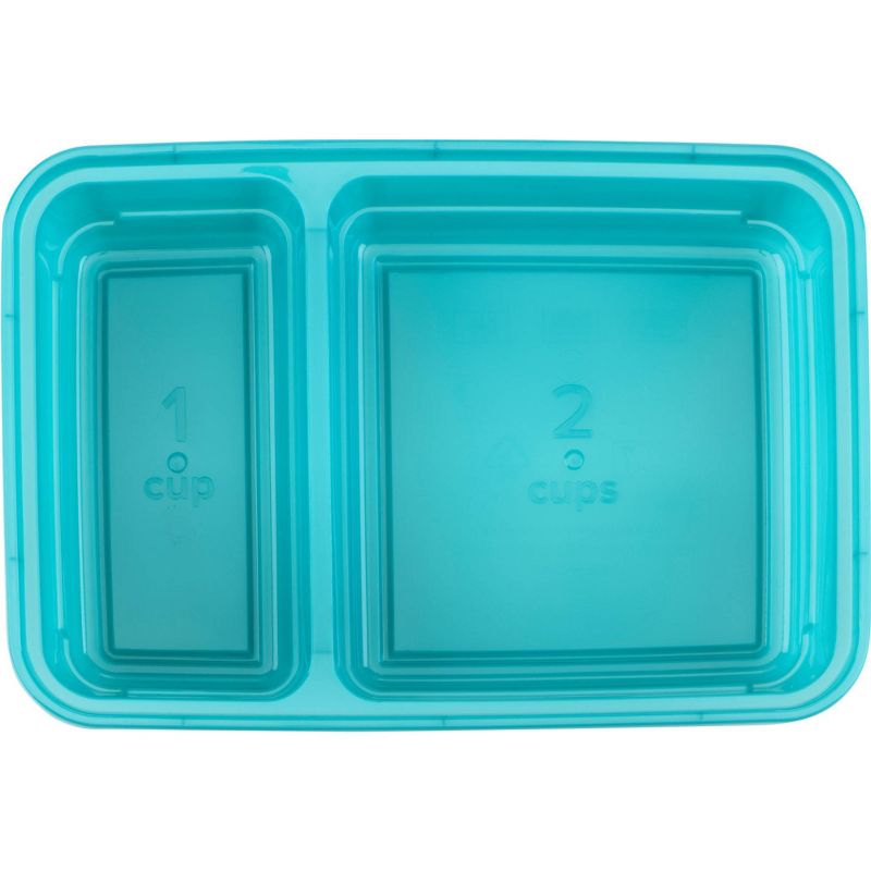 GoodCook Meal Prep 2 Compartment Large Rectangle Dark Teal Containers + Lids - 10ct